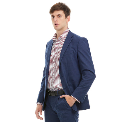 Saco separates en tejido azul liso Slim Fit