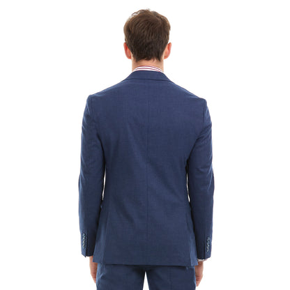 Saco separates en tejido azul liso Slim Fit