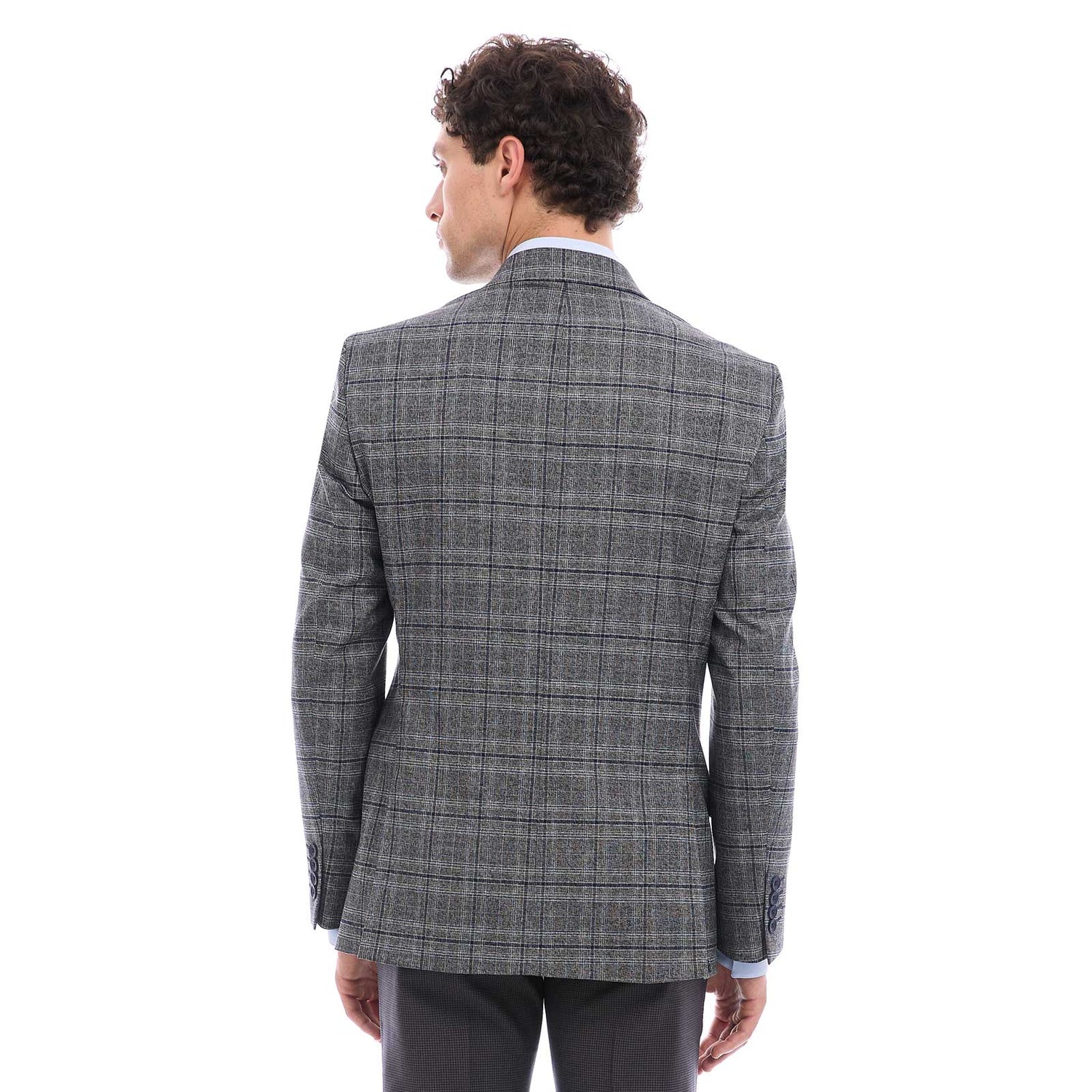 Saco Business Casual Fit Slim en Tejido A Cuadros