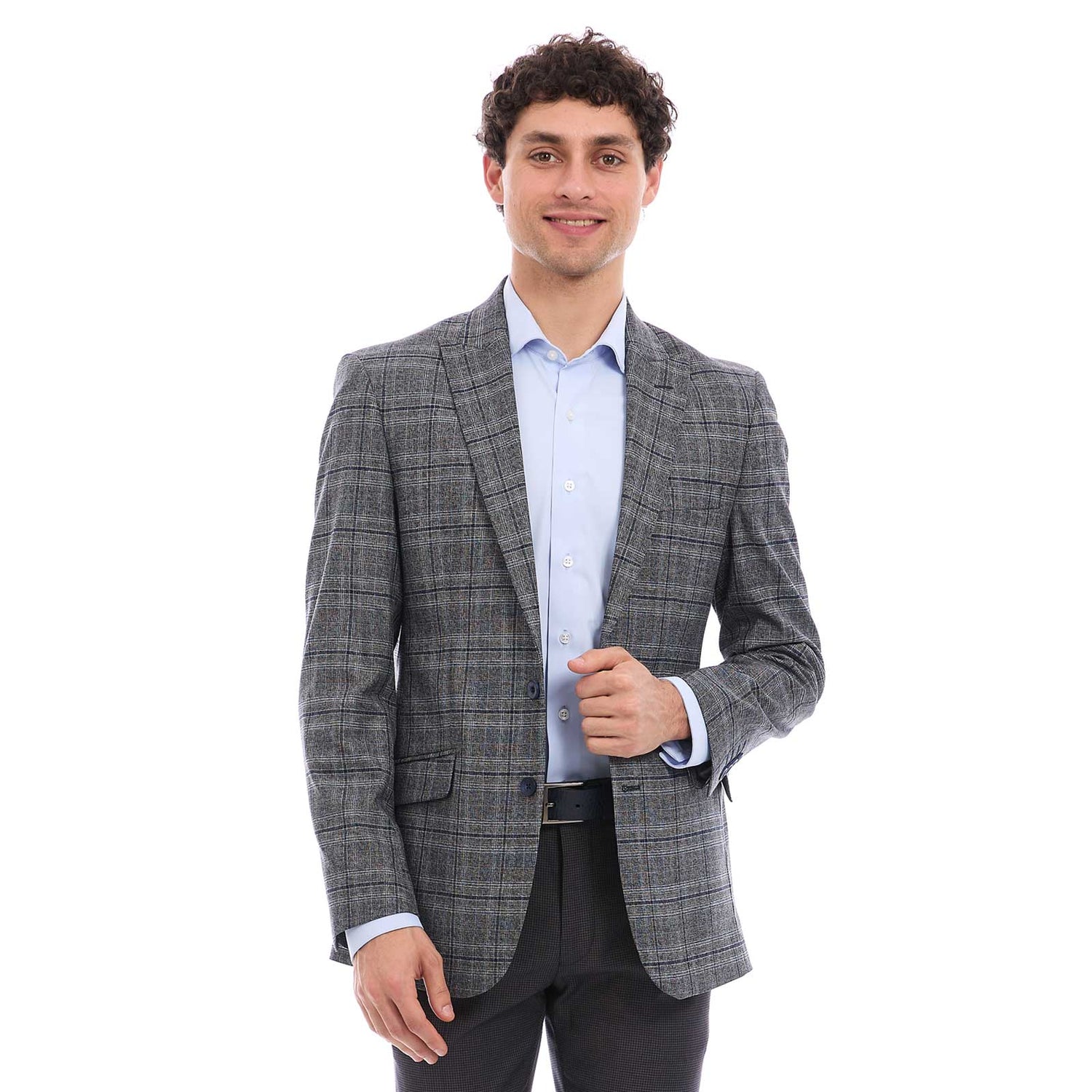 Saco Business Casual Fit Slim en Tejido A Cuadros