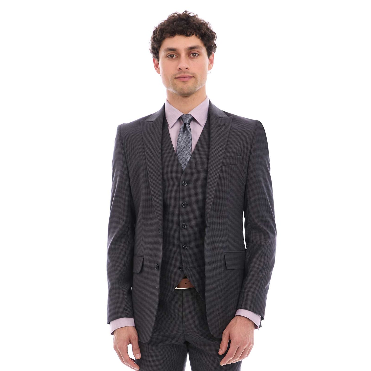 Saco Separates Fit Slim en Tejido A Cuadros Gris Oxford