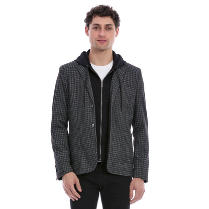 Saco Casual Para Caballero con Capucha  En Tejido A Cuadros