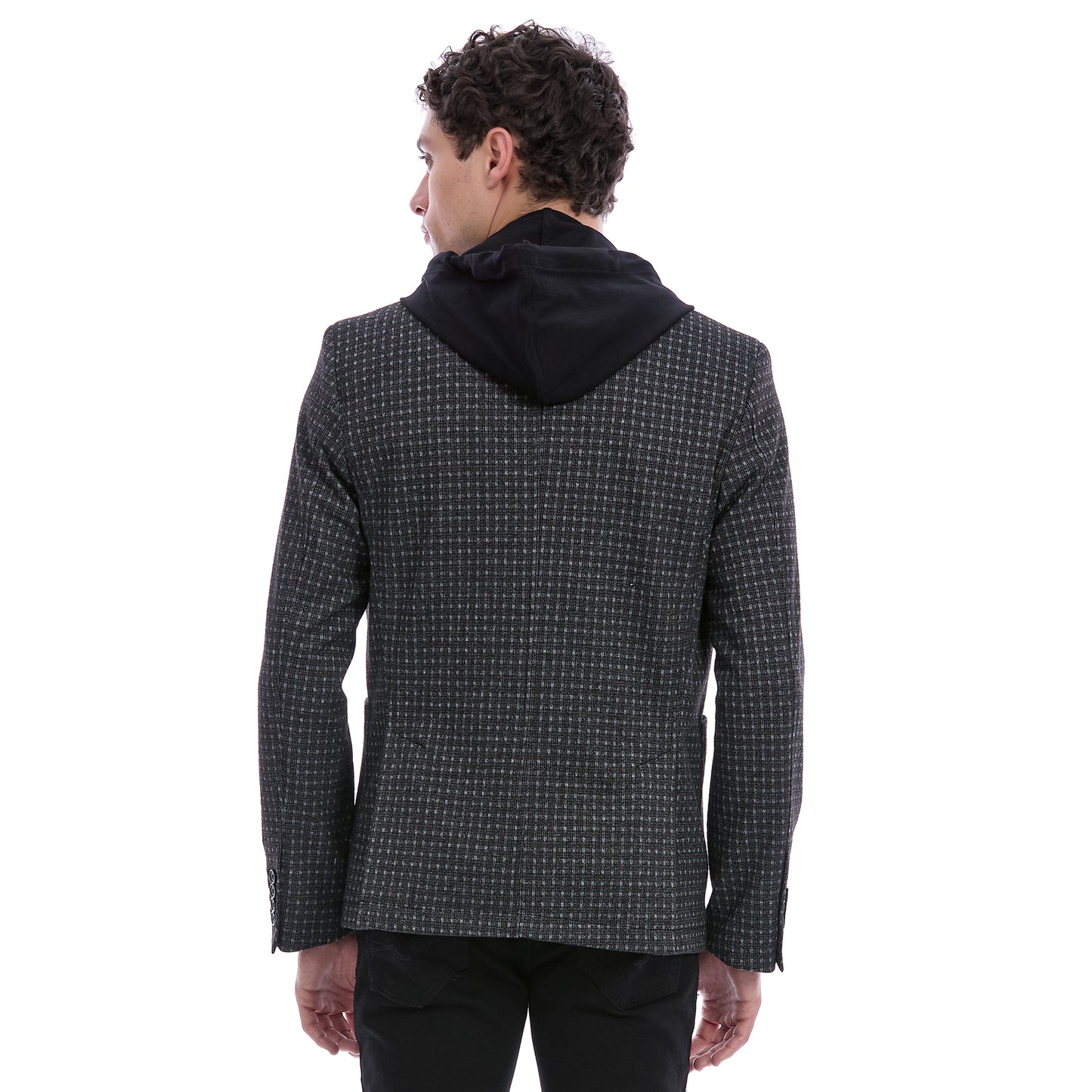 Saco Casual Para Caballero con Capucha  En Tejido A Cuadros
