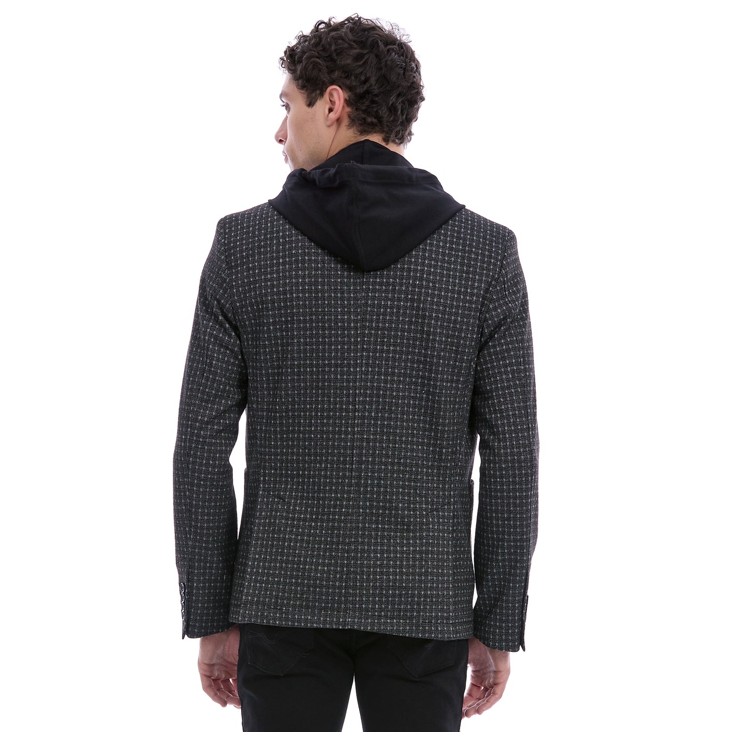 Saco Casual Para Caballero con Capucha  En Tejido A Cuadros