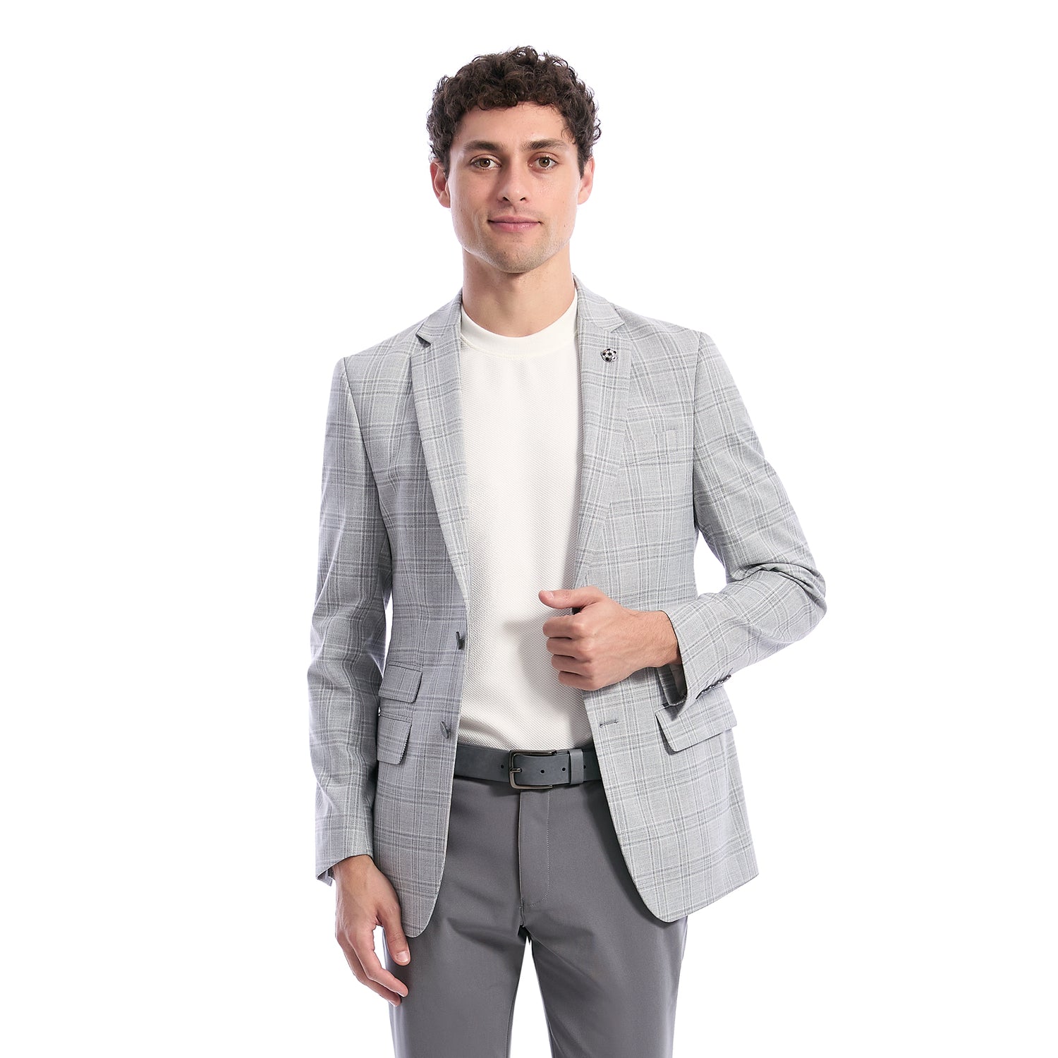 Saco New Slim Hombre Recto Dos Botones a Cuadros