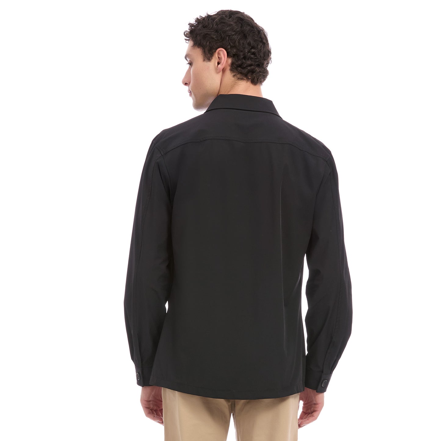 Sobrecamisa Casual Manga Larga para Hombre Tejido Liso