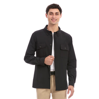 Sobrecamisa Casual Manga Larga para Hombre Tejido Liso