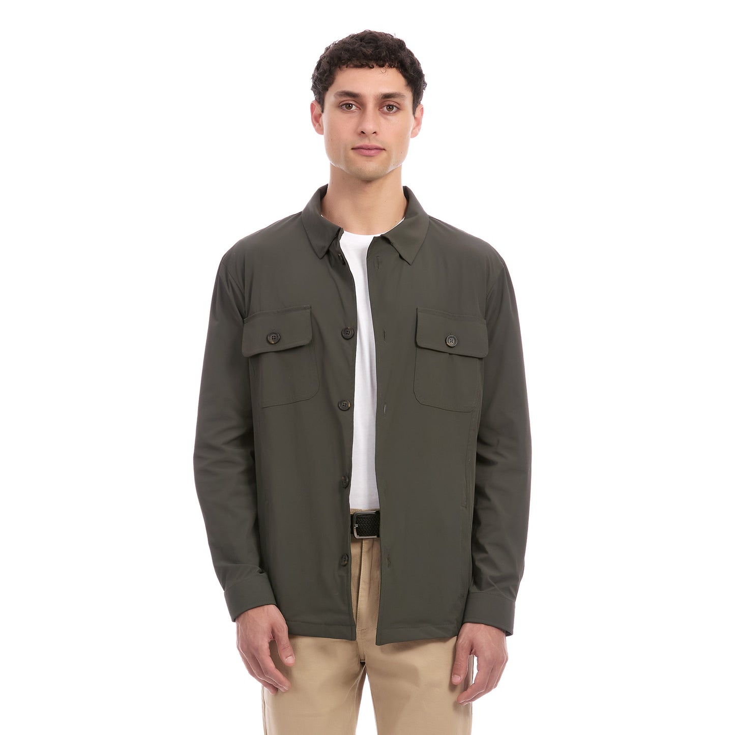 Sobrecamisa Casual Manga Larga para Hombre Tejido Liso