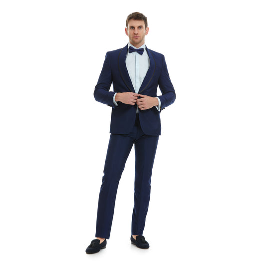 Smoking ceremonia en tejido falso liso Slim Fit