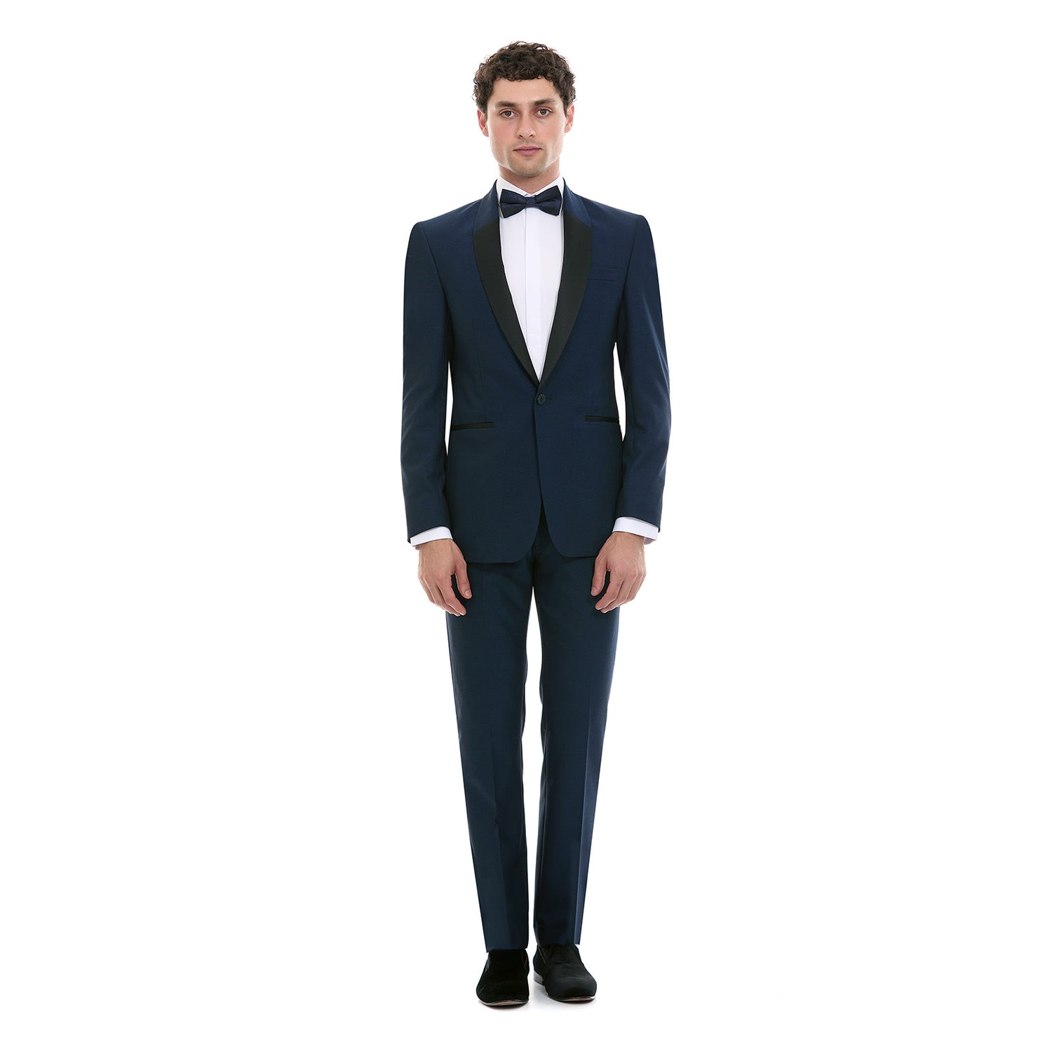 Smoking Slim Fit Solapa de Shawl en Satín Tejido Liso