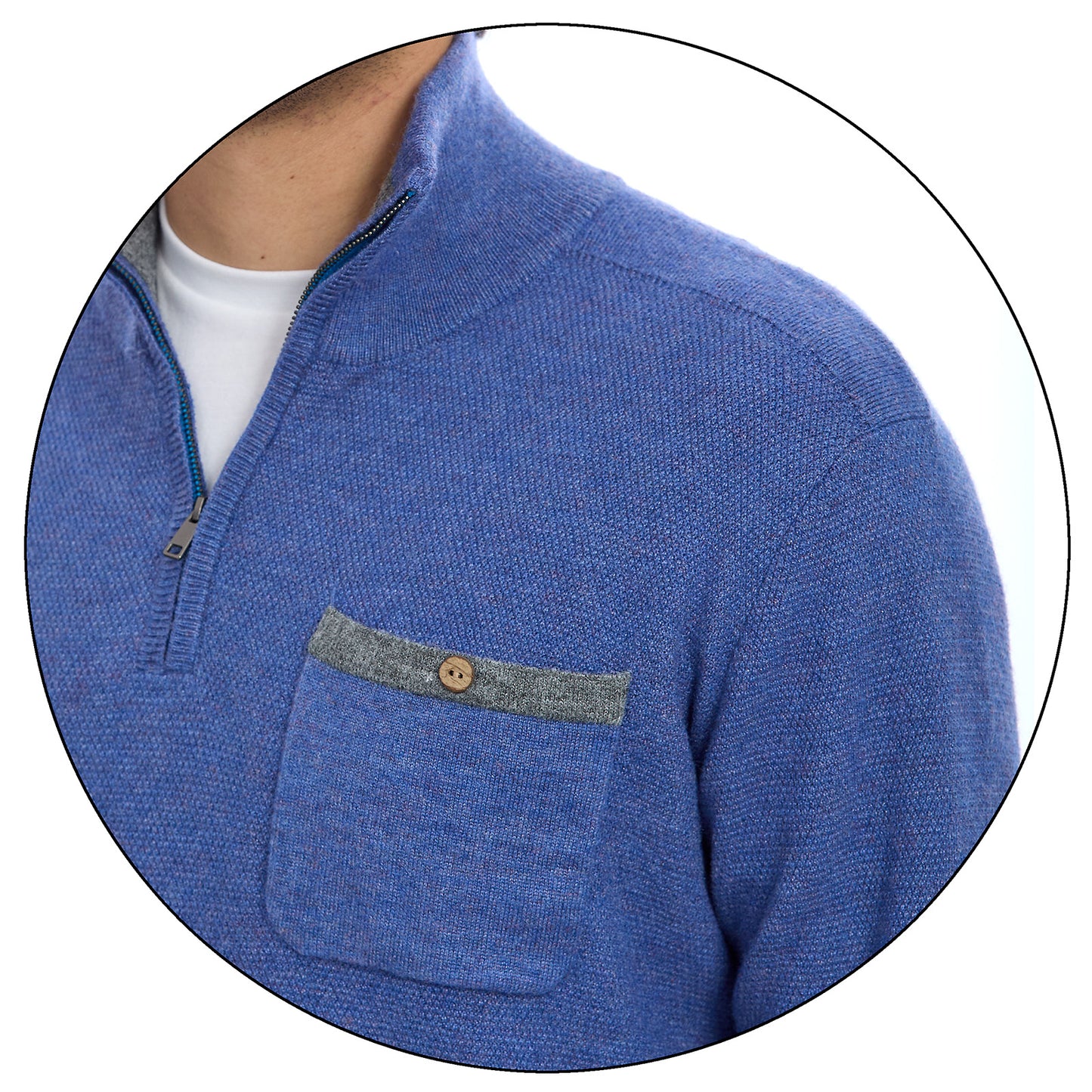 Suéter Para Caballero Con Cierre Medio y Bolsillo