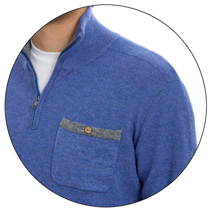 Suéter Para Caballero Con Cierre Medio y Bolsillo
