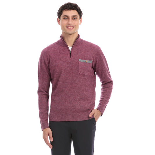 Suéter Para Caballero Con Cierre Medio y Bolsillo