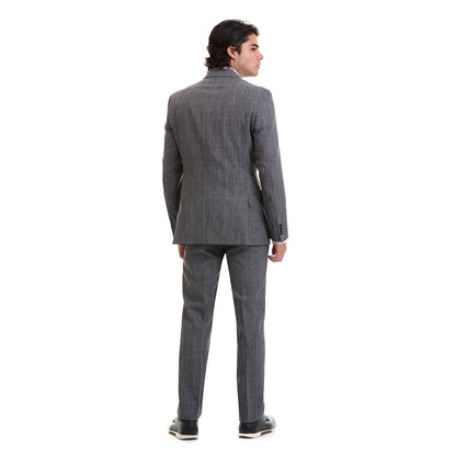 Traje recto dos botones Fit Slim en tejido con motivo de cuadros Oxford
