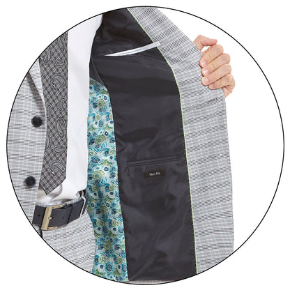 Traje recto dos botones en tejido a cuadros  Fit Slim