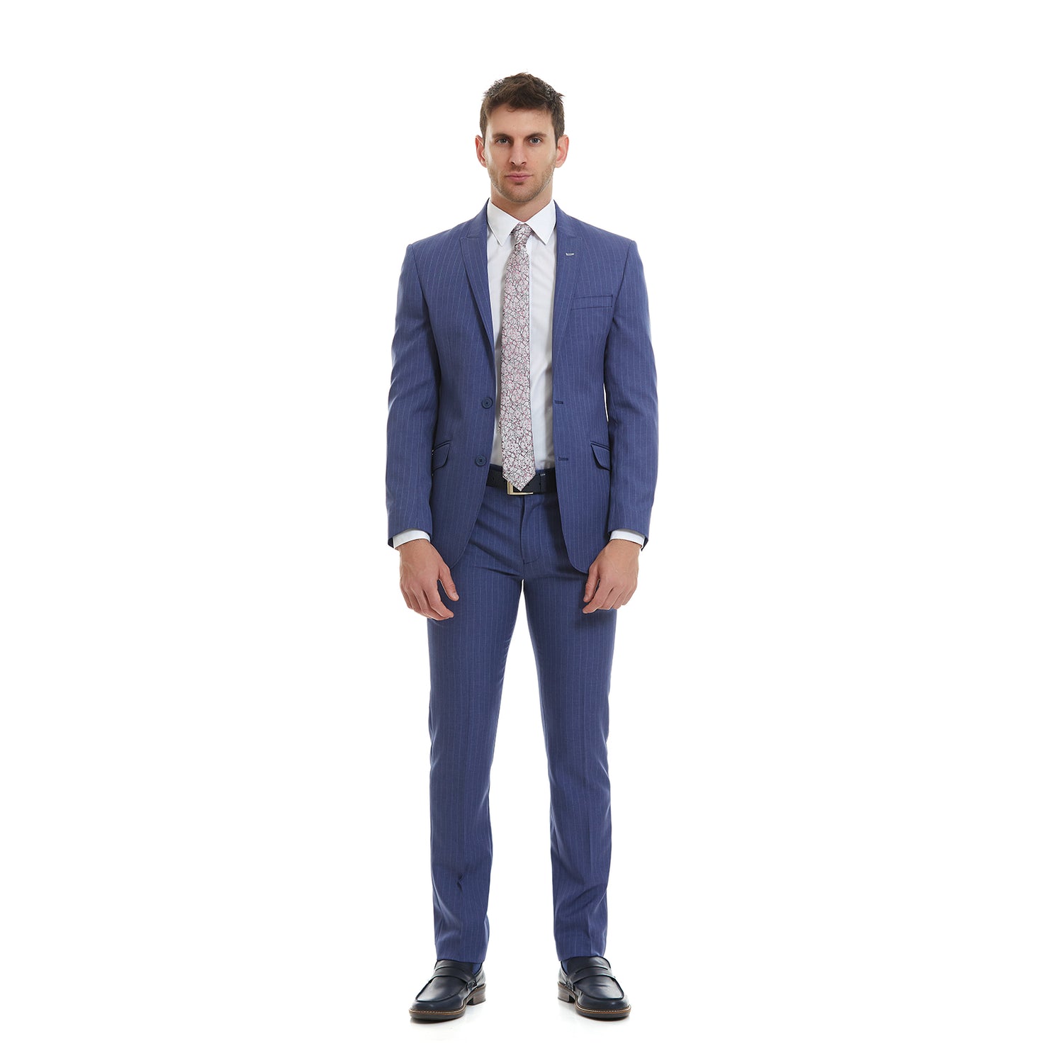 Traje Para Hombre Slim Fit Recto Dos Botones en Tejido a Rayas