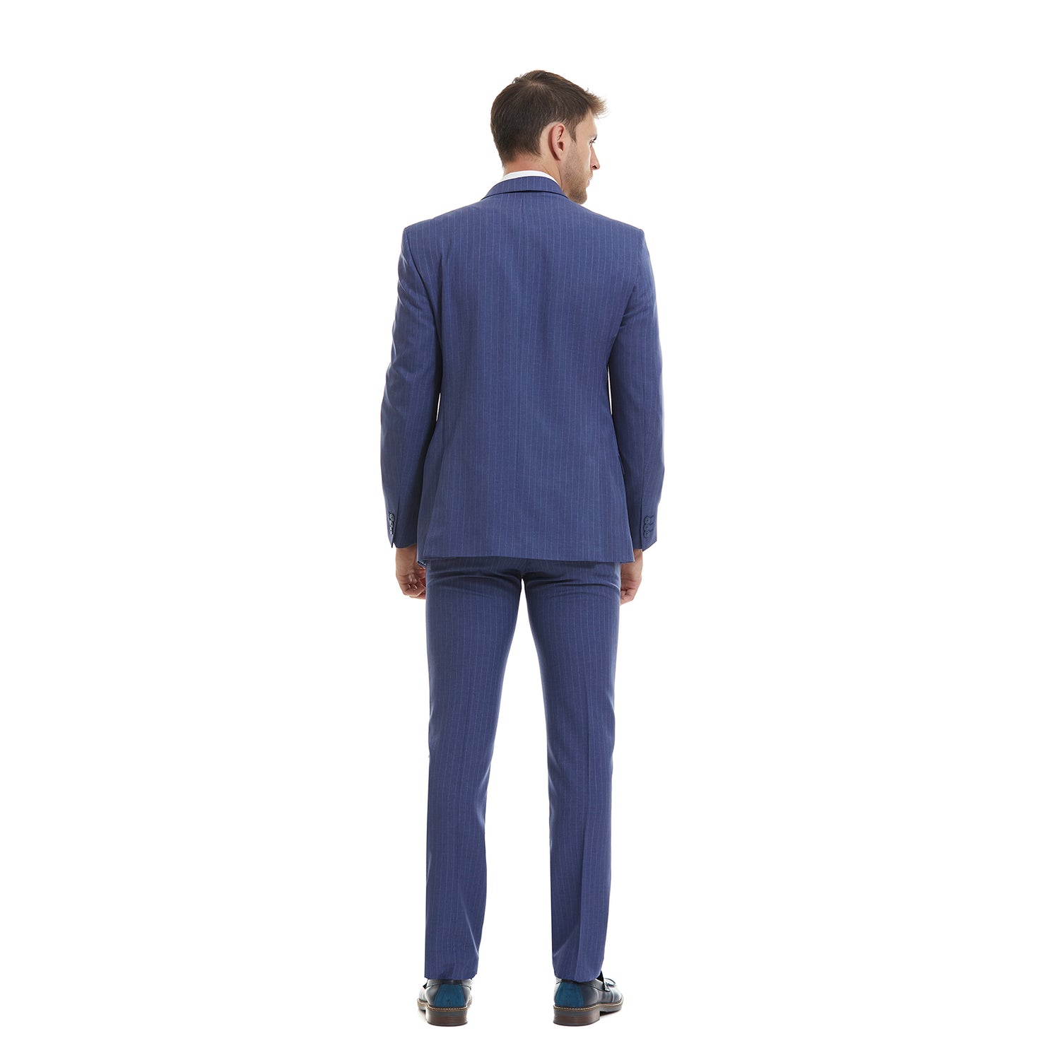 Traje Para Hombre Slim Fit Recto Dos Botones en Tejido a Rayas