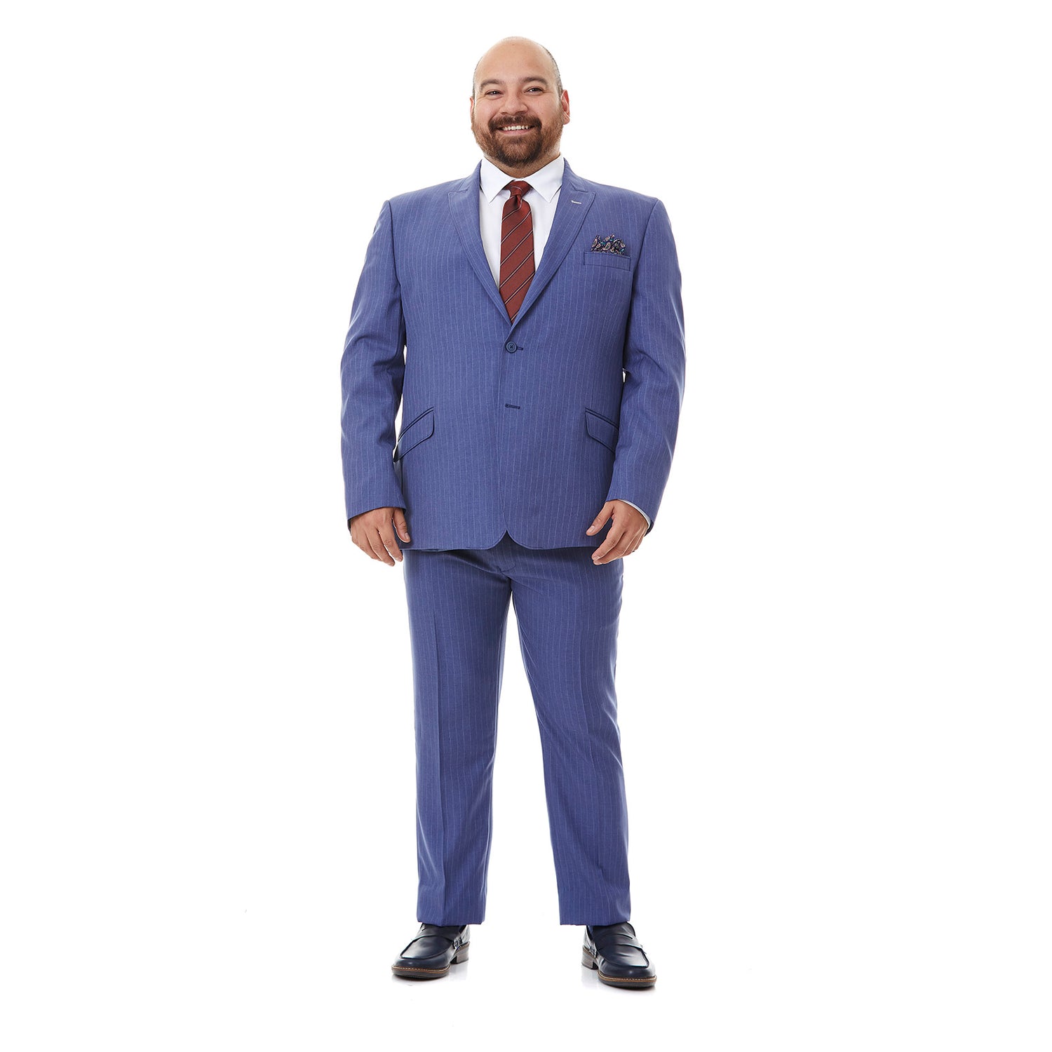 Traje Recto Para Hombre  Tallas Extra En Tejido A Rayas