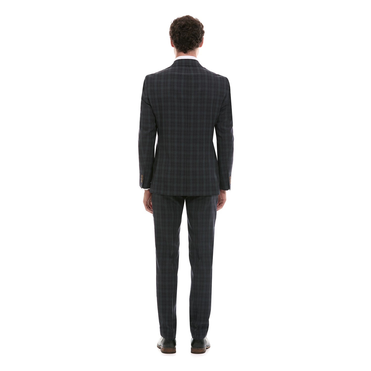 Traje Recto Dos Botones Slim Fit Para Hombre A Cuadros