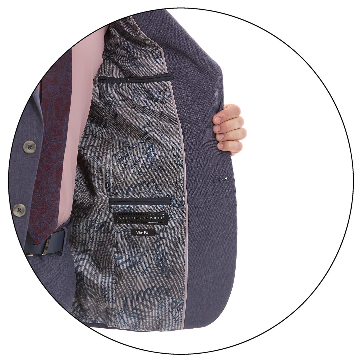 Traje slim fit azul  solapa de escuadra 3" con ojal simulado