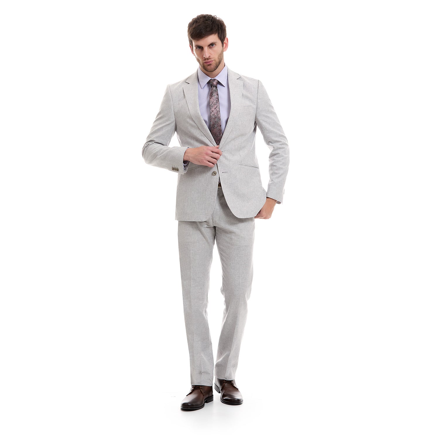 Traje para Hombre Recto Dos Botones Slim Fit Tejido A Rayas