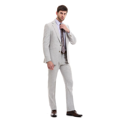 Traje para Hombre Recto Dos Botones Slim Fit Tejido A Rayas