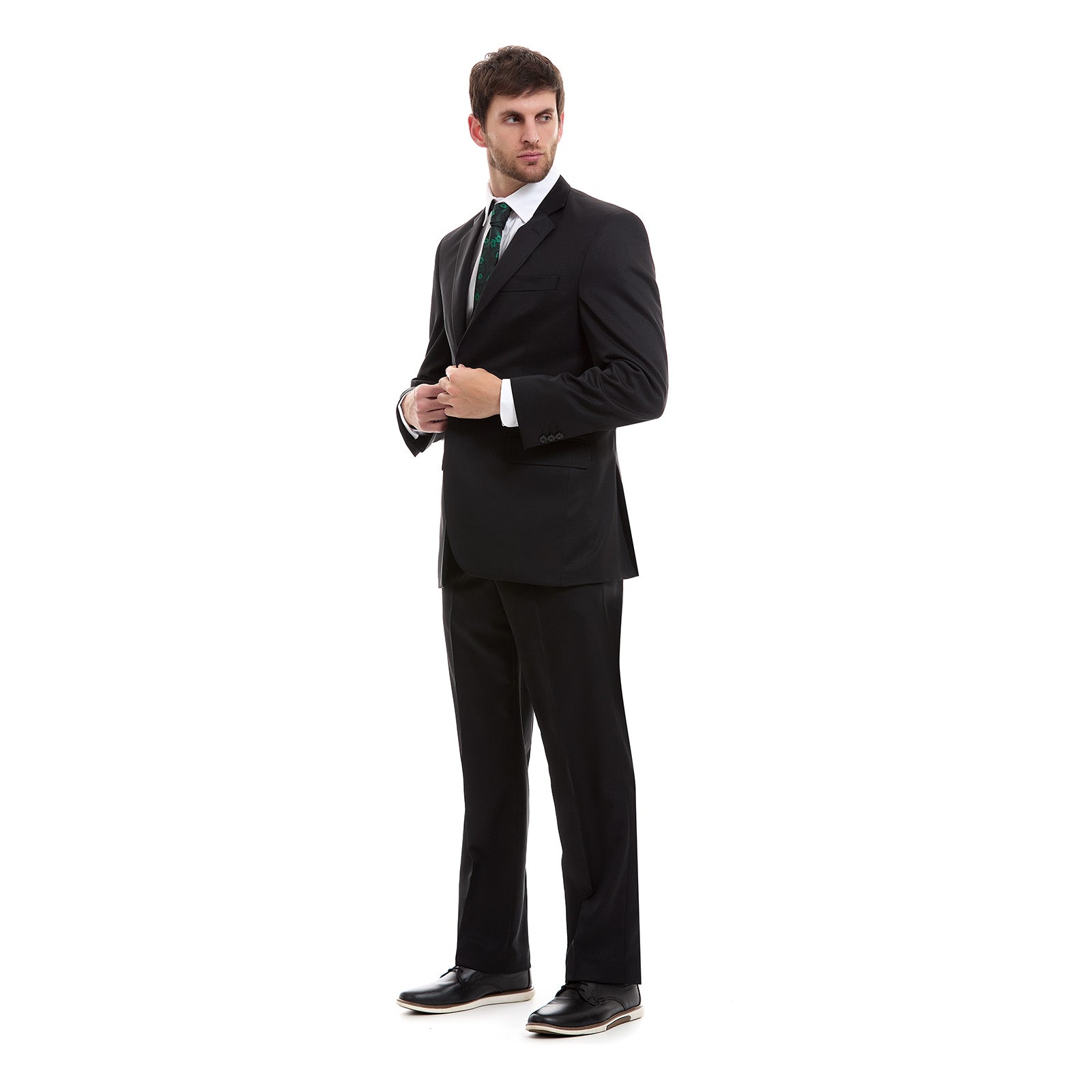 Suit Traje De Vestir Negro Hombre Traje Hombre Recto Básico Formal