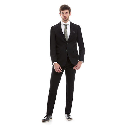 Traje Slim Fit Vittorio Forti Negro Solapa Escuadra
