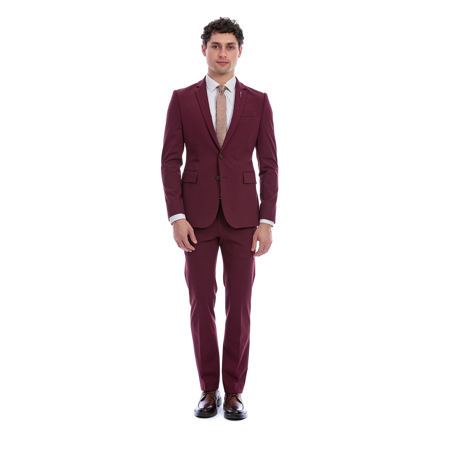 Traje Slim Fit Desfoderado Para Caballero Solapa Pico Bi-Stretch