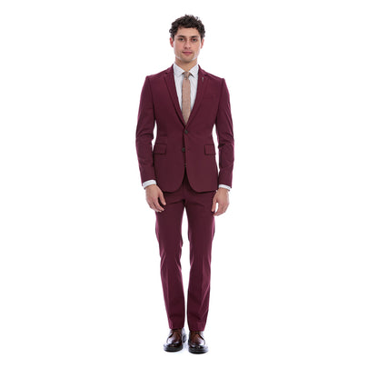 Traje Slim Fit Desfoderado Para Caballero Solapa Pico Bi-Stretch