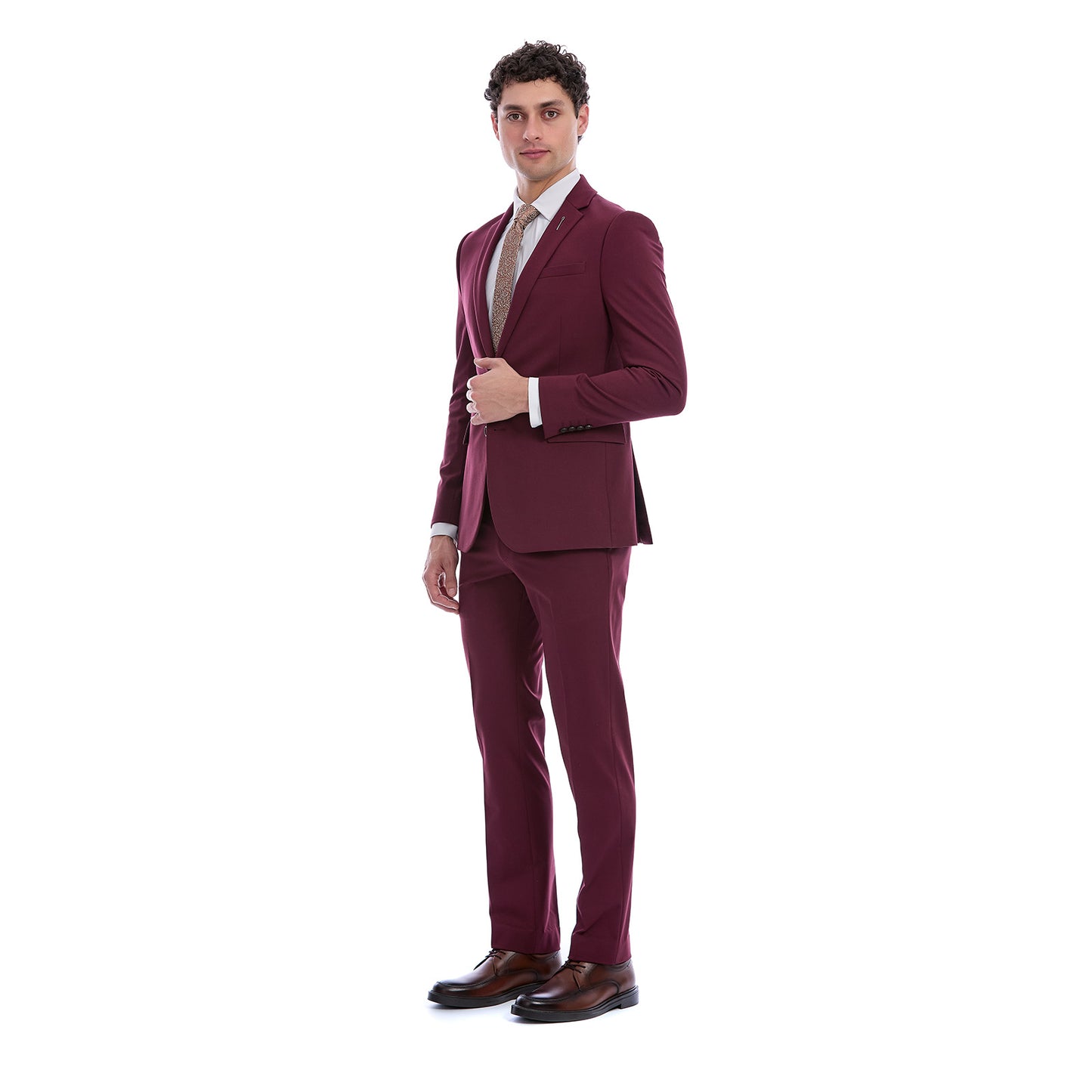 Traje Slim Fit Desfoderado Para Caballero Solapa Pico Bi-Stretch
