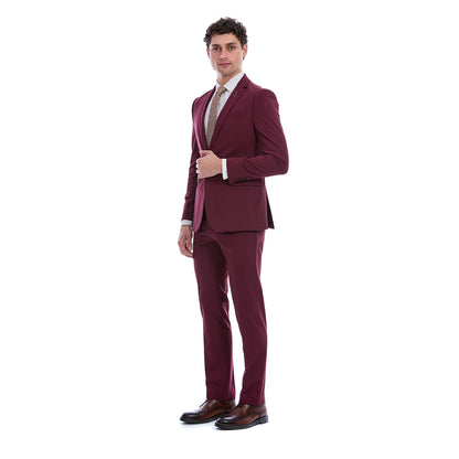 Traje Slim Fit Desfoderado Para Caballero Solapa Pico Bi-Stretch