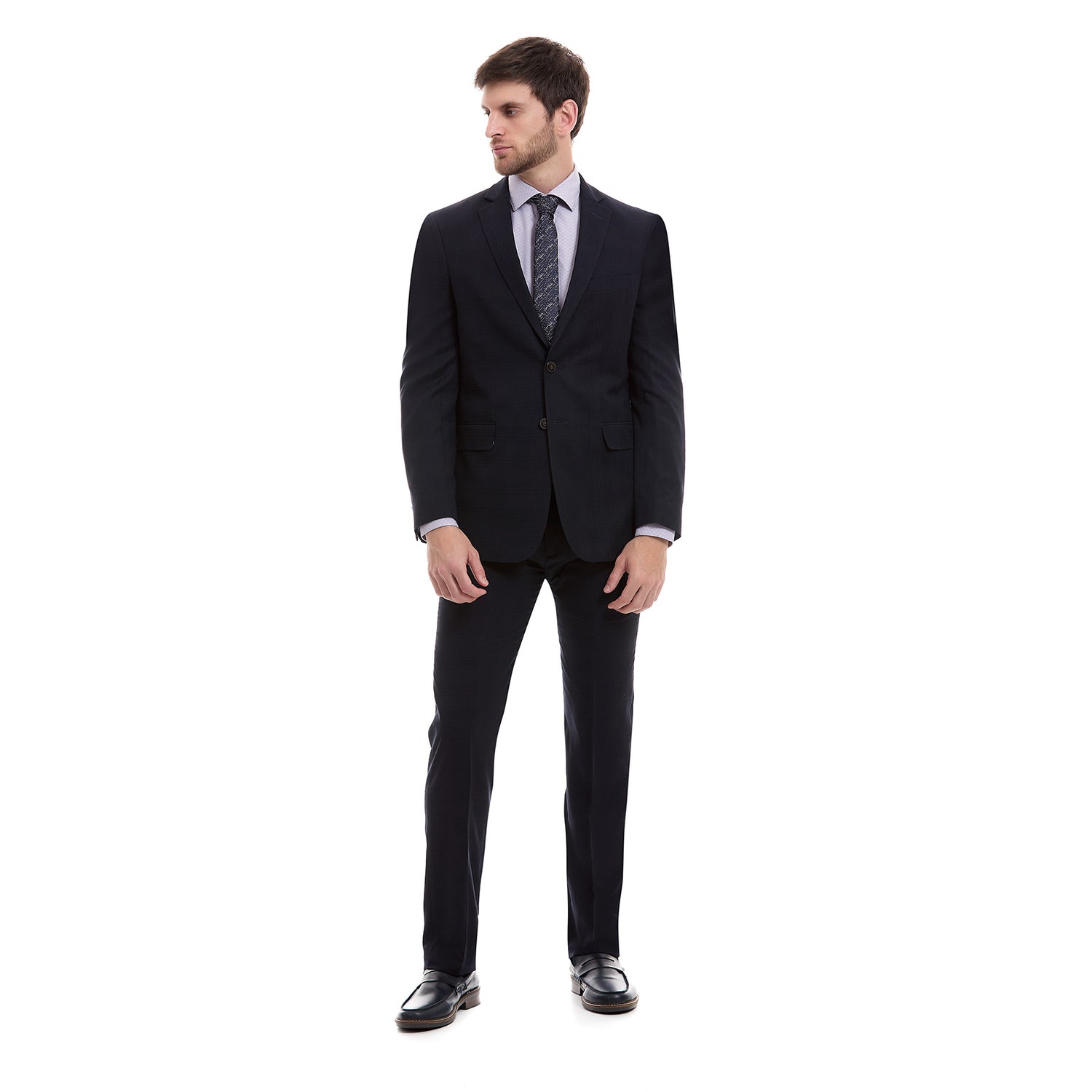 Traje Para Hombre Slim Fit Recto Dos Botones Tejido Liso