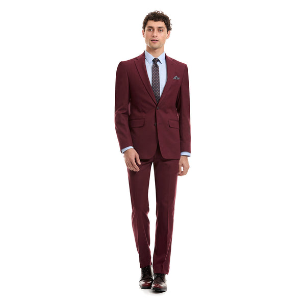 Traje reecto dos botones fit slim en tejido liso color vino