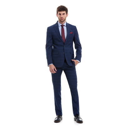 Traje Slim Fit Vittorio Forti Solapa de Pico a Cuadros