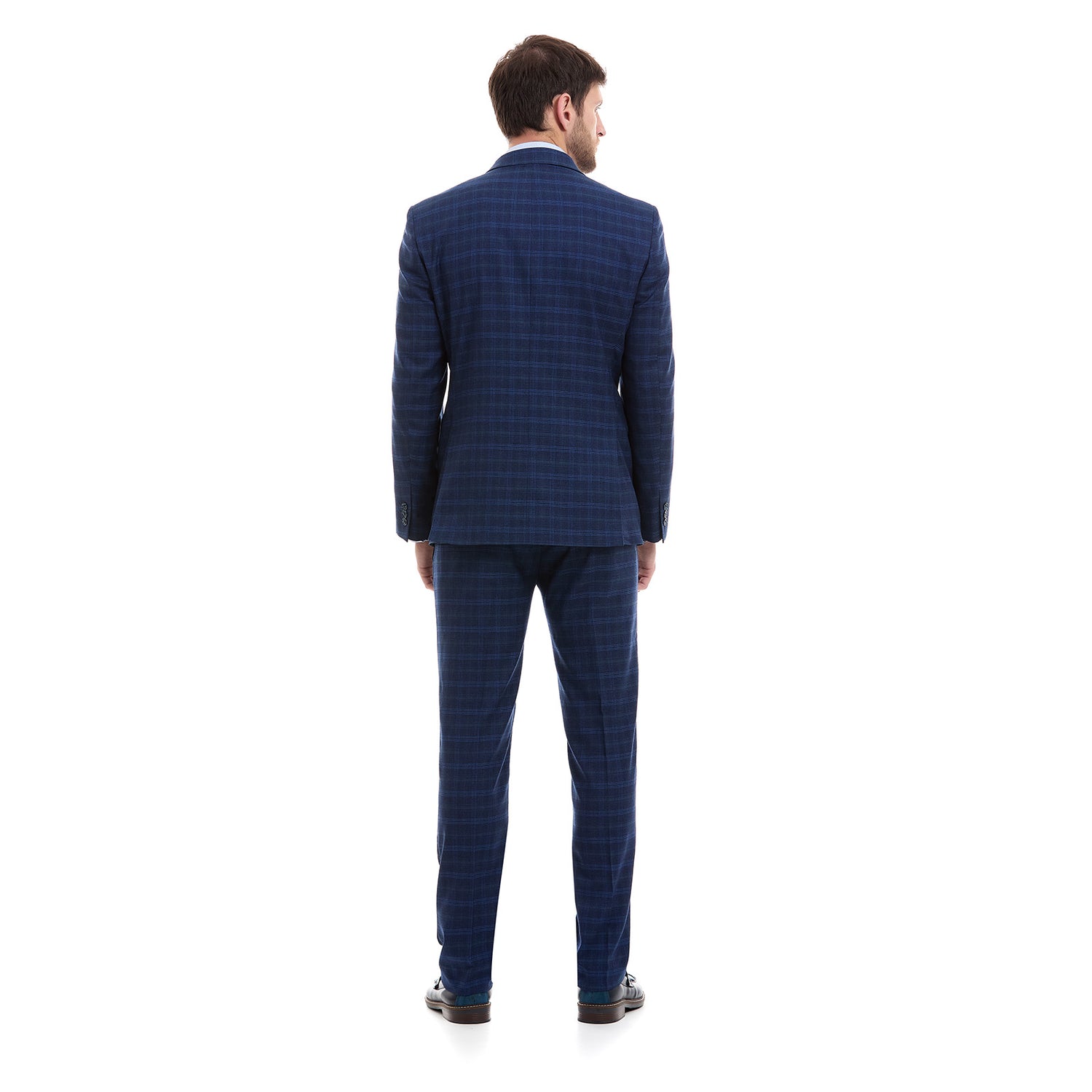 Traje Slim Fit Solapa de Pico a Cuadros