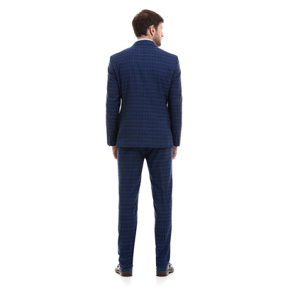 Traje Slim Fit Vittorio Forti Solapa de Pico a Cuadros