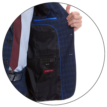 Traje Slim Fit Vittorio Forti Solapa de Pico a Cuadros
