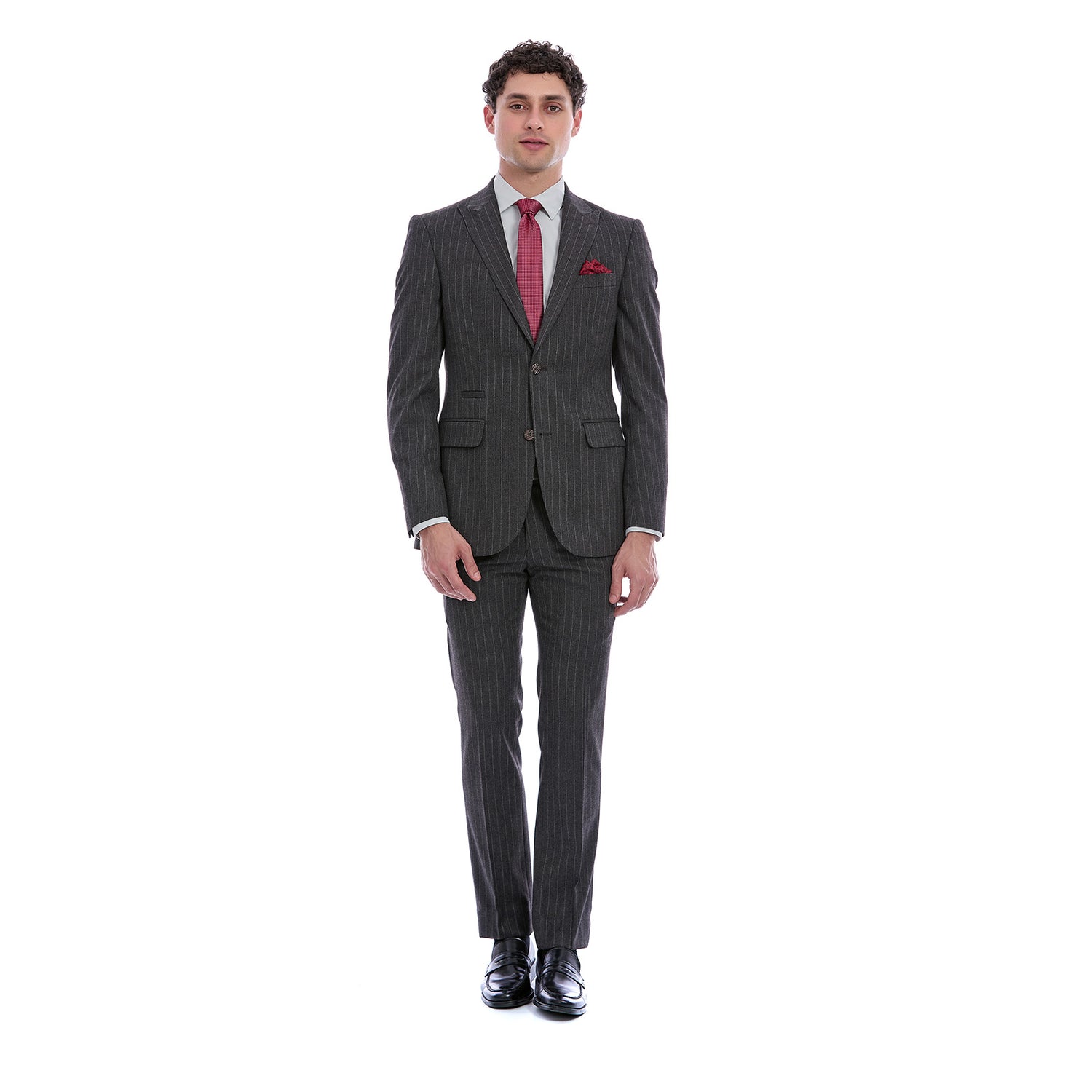Traje Slim Fit Para Caballero Solapa Pico A Rayas