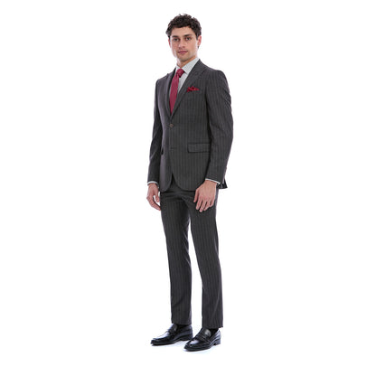 Traje Slim Fit Para Caballero Solapa Pico A Rayas