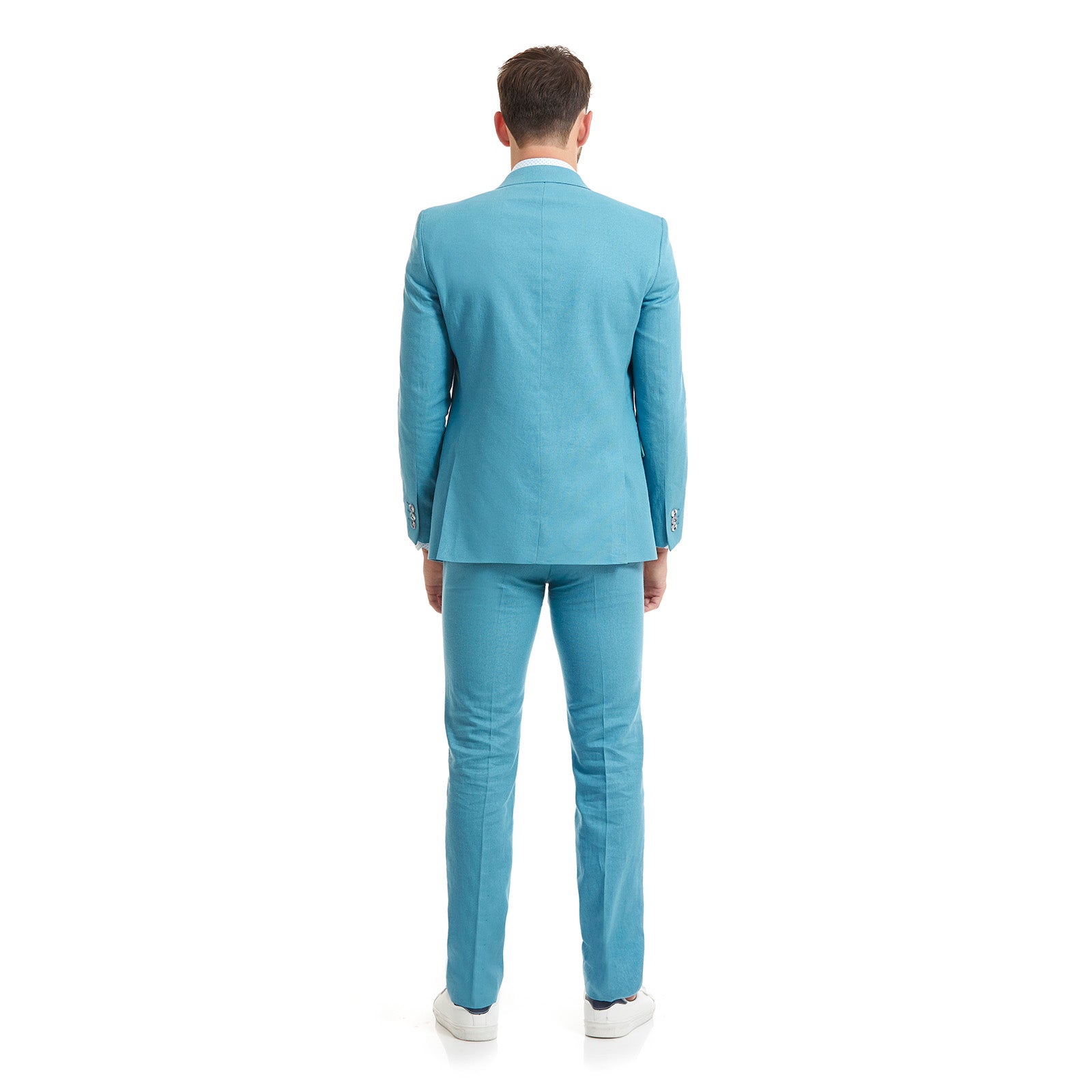 Traje de lino recto en tejido liso Slim Fit Vittorio Forti