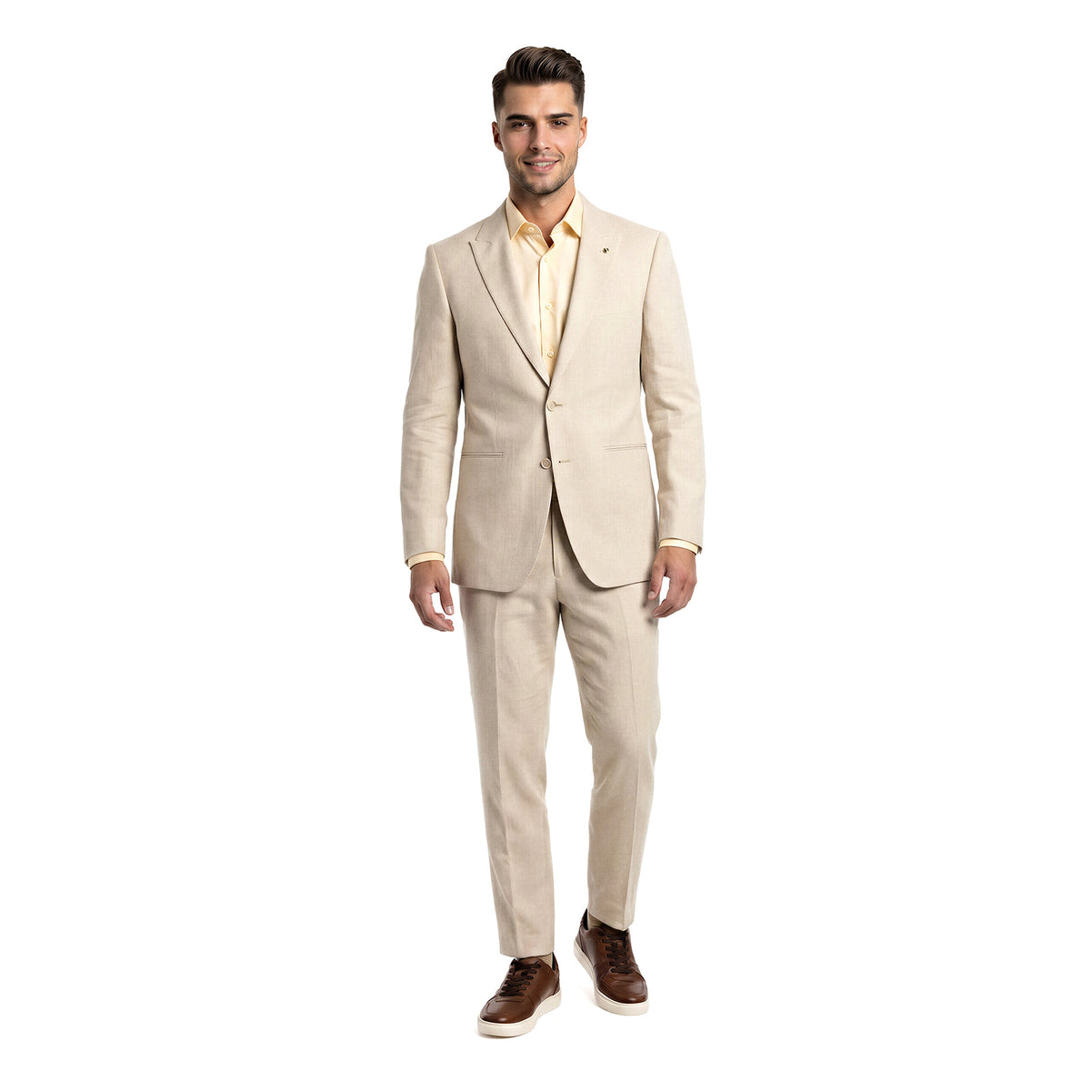Traje Slim Fit de Lino para Caballero Solapa de Pico