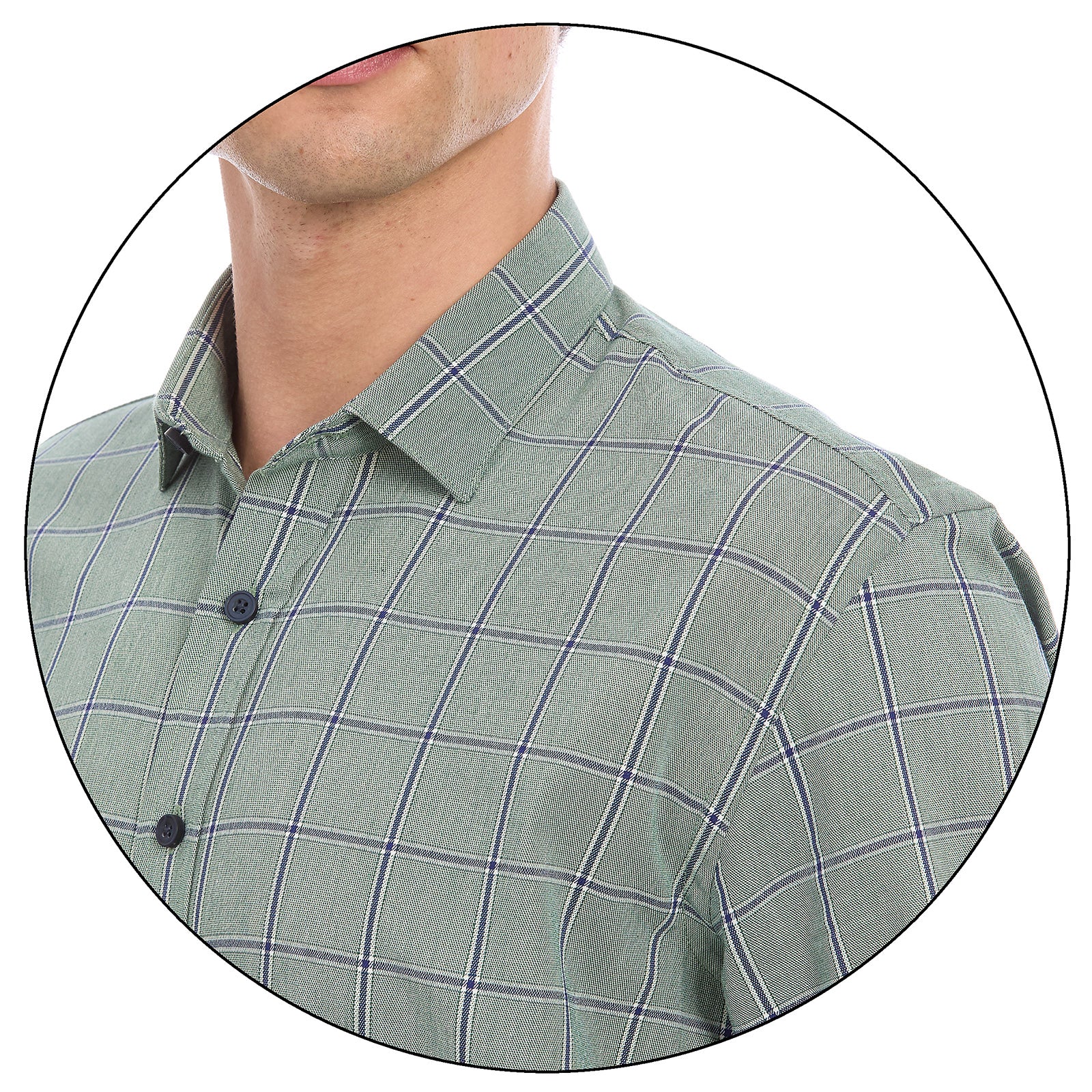 Detalle cuello de Camisa Formal color Verde para Hombre Vittorio Forti