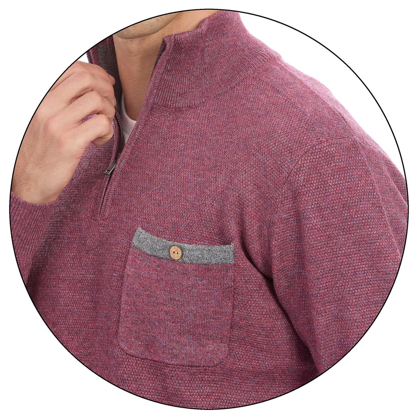 Suéter Para Caballero Con Cierre Medio y Bolsillo