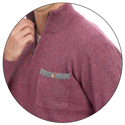 Suéter Para Caballero Con Cierre Medio y Bolsillo