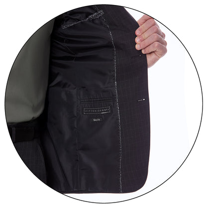 Vista de Forro de Traje en tejido a cuadros recto dos botones de la marca vittorio forti