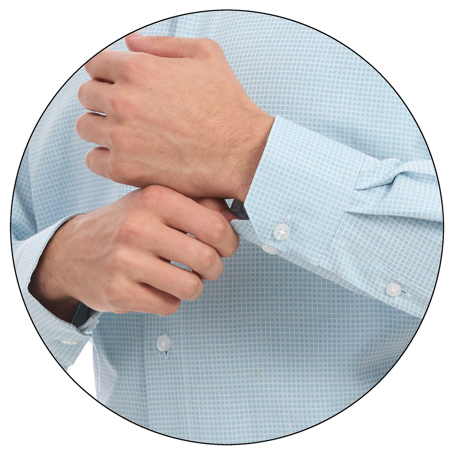 Detalle de la manga de Camisa Formal Vittorio Forti Corte Slim Fit con Diseño A Cuadros en Color Azul