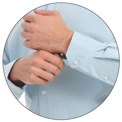 Detalle de la manga de Camisa Formal Vittorio Forti Corte Slim Fit con Diseño A Cuadros en Color Azul