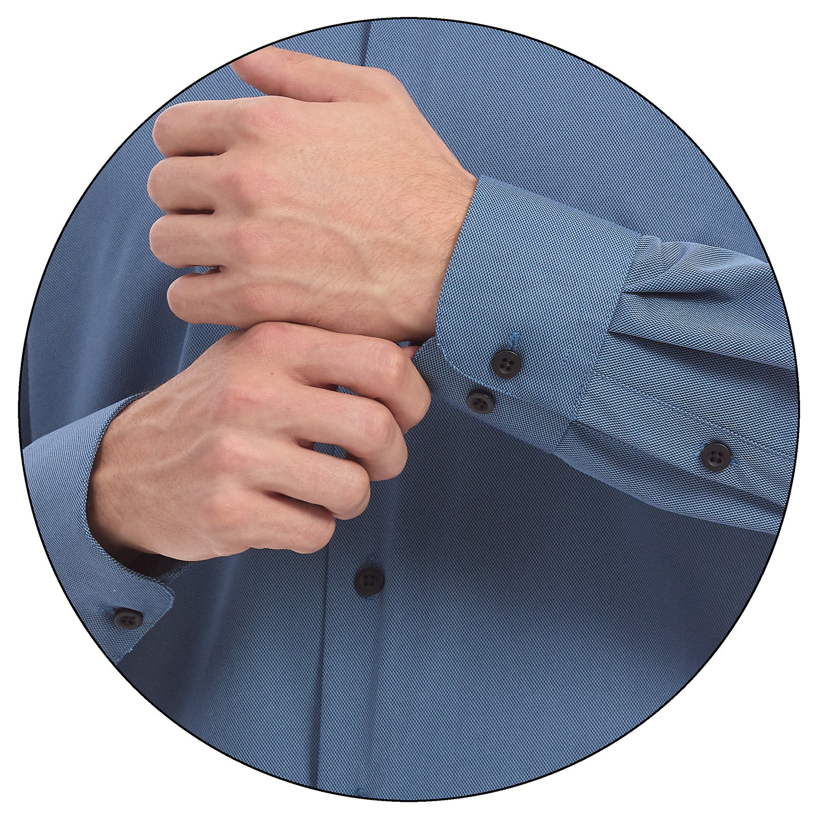 Detalle de Manga de Camisa Vittorio Forti Azul Formal, prenda perfecta para cualquier ocasión