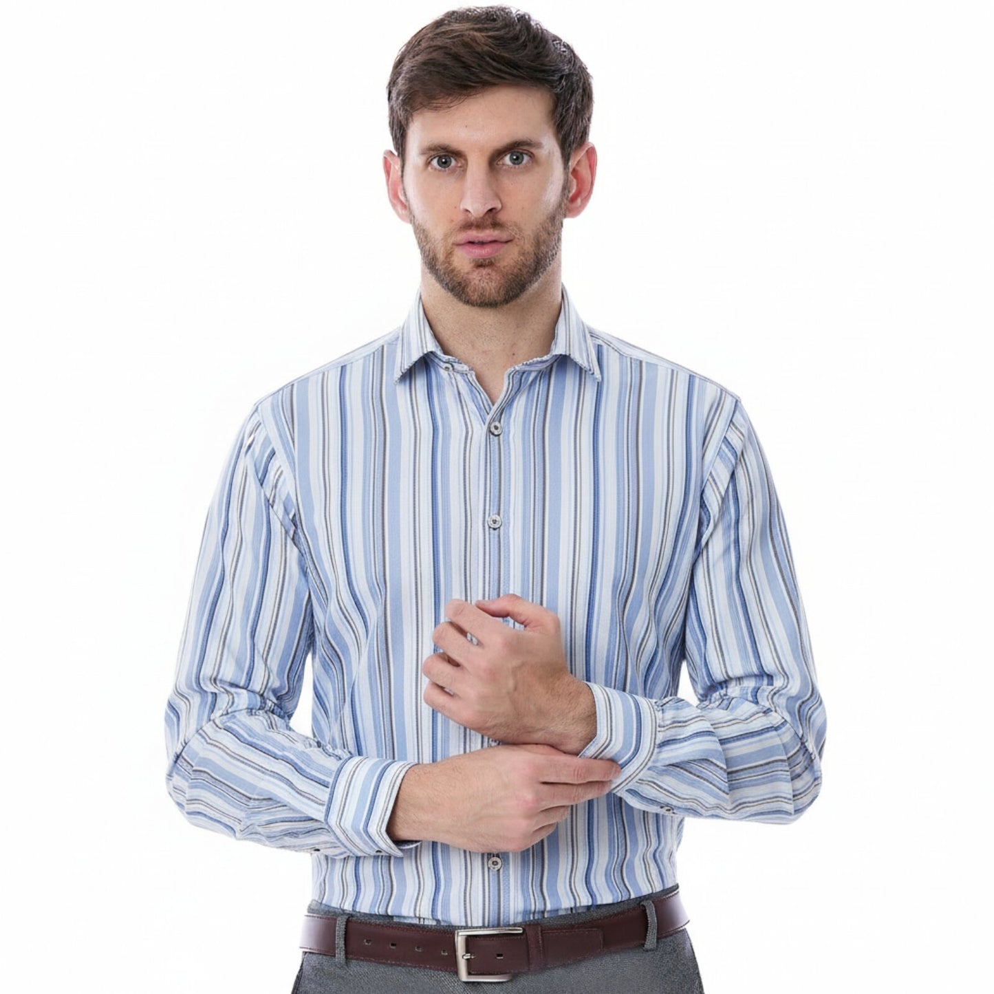 Camisa casual en tejido a rayas Slim Fit